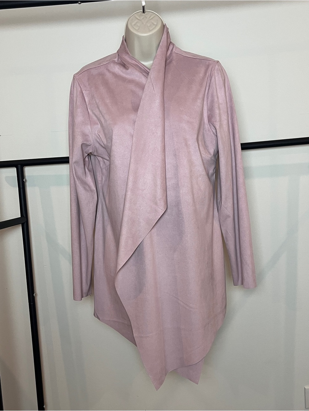 Soft Surroundings Pink Jacket Sweater Draped Open Cottage Boho Suede Medium - Picture 4 of 8